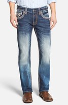 Thumbnail for your product : Rock Revival Contrast Stitch Straight Leg Jeans (Marlin)