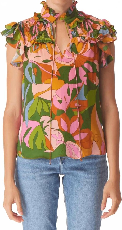 GILNER FARRAR Sienna Ruffle Blouse In Tropical Delight