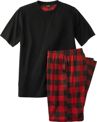 KingSize Mens Big & Tall Jersey Knit Plaid Pajama Set 