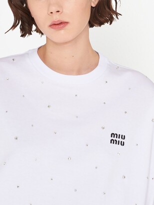 Miu Miu Diamante long-sleeved T-shirt - ShopStyle Tops