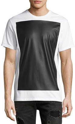 Neil Barrett Leather-Effect Panel T-Shirt, White/Black