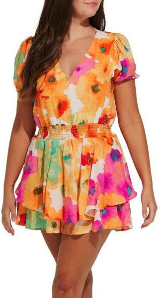 Gilli Women's Smock Waist Romper Small Multi