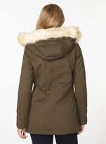 Thumbnail for your product : Khaki Faux Leather Trim Parka coat