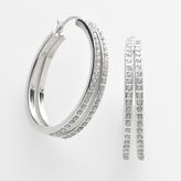 Thumbnail for your product : Mystique Diamond TM platinum-over-silver diamond accent hoop earrings