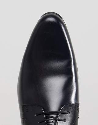 ASOS Design Wide Fit Derby Shoes in Black Leather