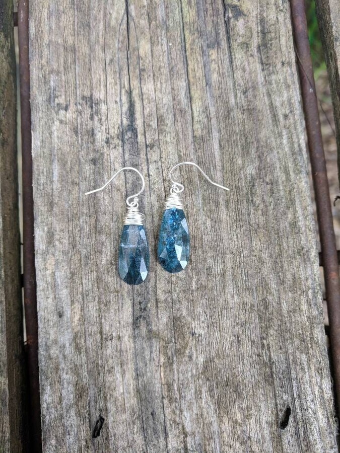 Etsy Kyanite Earrings. Sterling Silver Gold Filled Or Rose Available. Dainty Kyanite Earrings