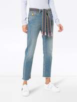 Thumbnail for your product : Mira Mikati woven belt cropped slim jeans