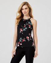Thumbnail for your product : Le Château Beaded Floral Print Knit Halter Top
