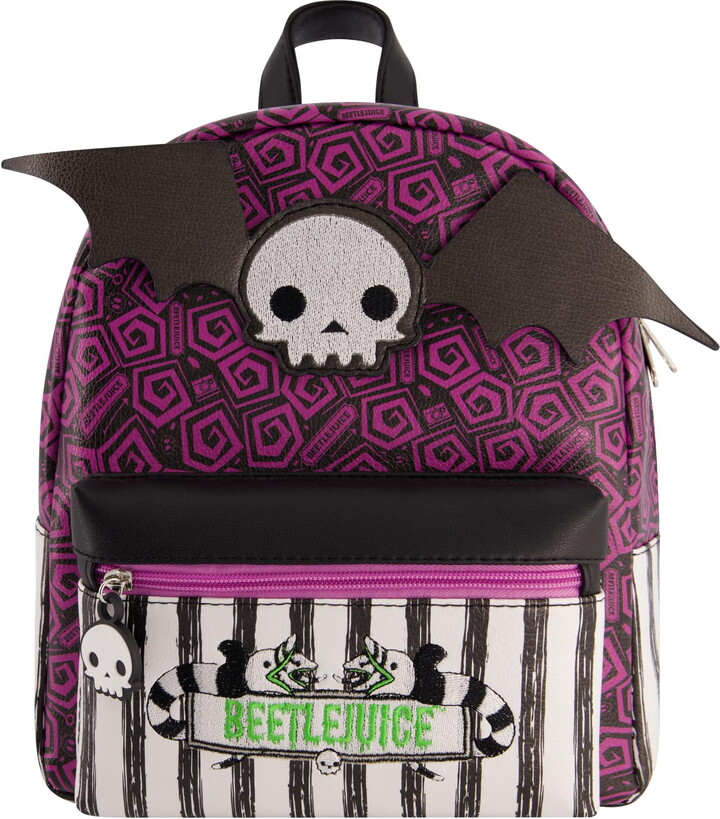 Beetlejuice Mini Backpack, Small Travel Bag Purse for Men and Women, Adjustable Shoulder Straps, Multi, 11 Inch