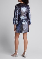 Thumbnail for your product : Tanya Taylor Tabitha Sequined Long-Sleeve Wrap Dress