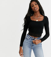 Thumbnail for your product : Asos Tall ASOS DESIGN Tall fitted t-shirt with lace trim