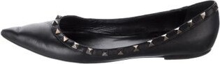 Valentino Rockstud Accents Leather Ballet Flats