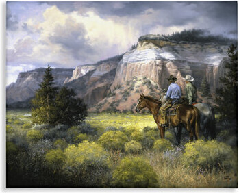 Western Cliffs and Cowboys Canvas Wall Art, design by Jack Sorenson