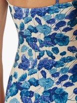 Thumbnail for your product : Adriana Degreas Square-neck Lotus-print Swimsuit - Blue Print