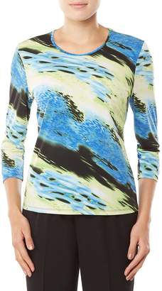 Allison Daley Petites 3/4 Sleeve Diagonal Abstract Print Knit Top