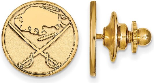 Black Bow Jewelry Co. BlackBowJewelry14kYellowGoldPlatedSterlingSilverBuffaloSabresNHLPin