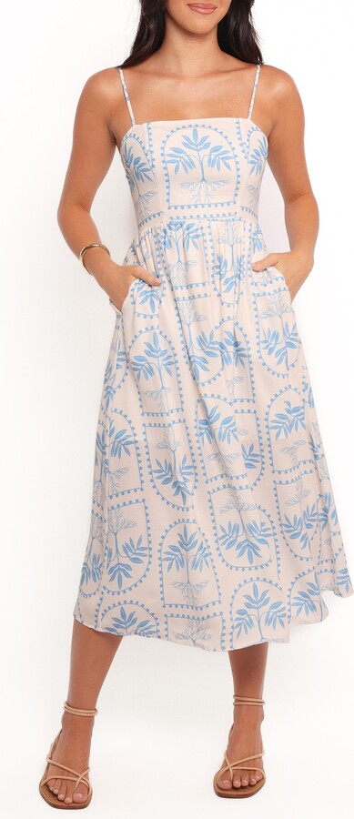Petal & Pup Cathy Print Sleeveless Linen Blend Midi Dress