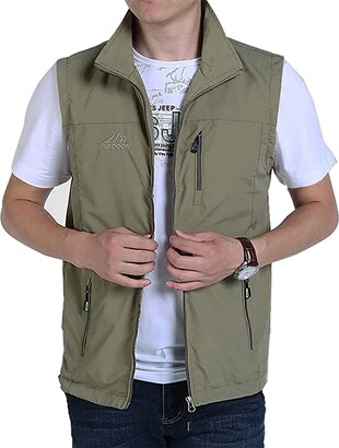 Yimoon Men's Safari Travel Vest Outdoor Lightweight Fishing Photo Vest -  green - XXL - ShopStyle Jackets