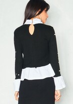 Thumbnail for your product : Ever New Ava Black Soft Knit Ruffle Collar Pearl Jumper