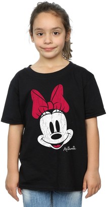 Disney Girls Minnie Mouse Distressed Face T-Shirt 7-8 Years Black