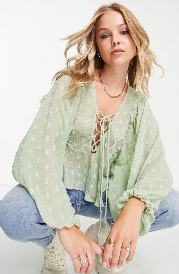 Long Sleeve Lace Peplum Top | ShopStyle