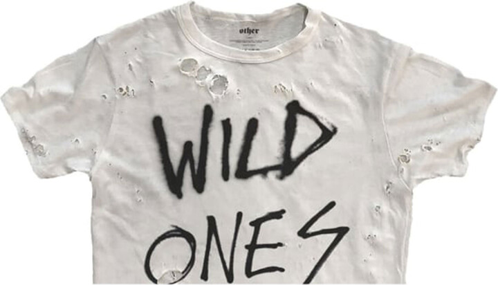OTHER UK Wild Ones Graffiti - Cropped Thrasher T-Shirt - White - ShopStyle