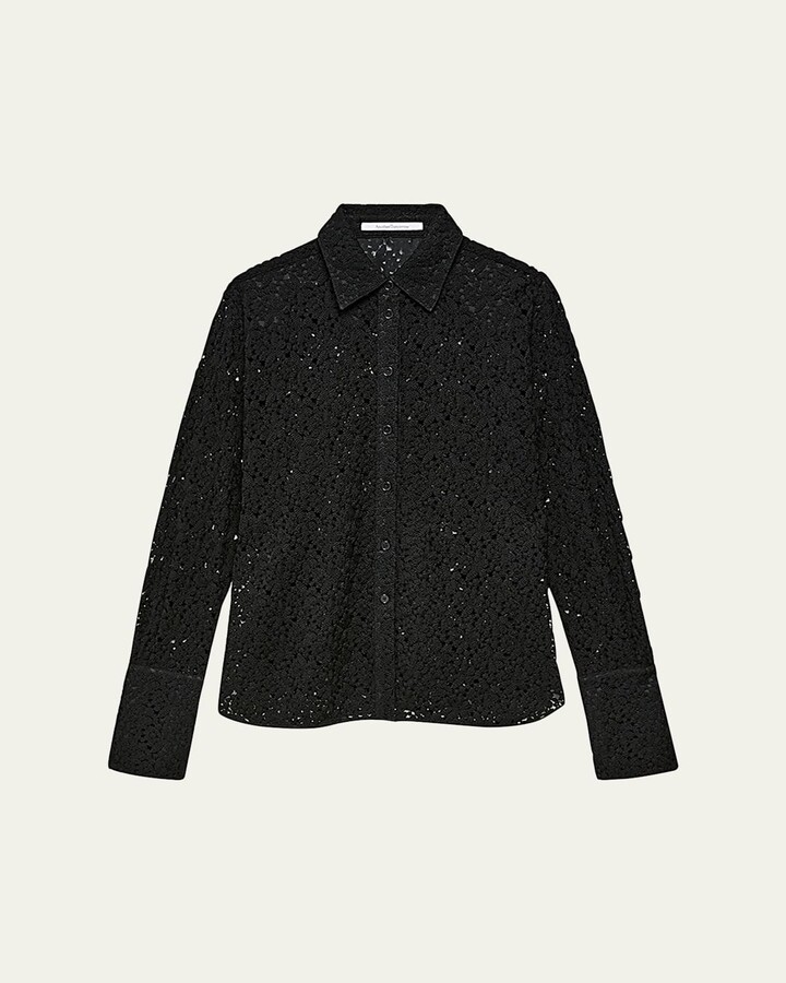 ANOTHER TOMORROW Botanical Guipure Mens Shirt