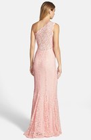 Thumbnail for your product : Nightway Morgan & Co. Lace One-Shoulder Trumpet Gown (Juniors)