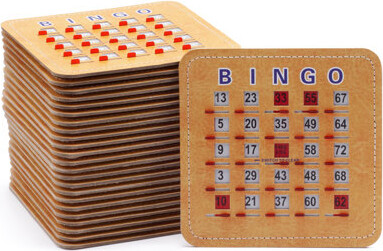 GSE Games & Sports Expert GSE 25-Pack Shutter Slide Bingo Game Cards, 5-ply Stitched Finger-Tip Bingo Cards with Sliding Windows