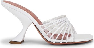 Amina Muaddi Giuly Tan Shearling Round Toe Slippers