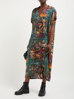 Thumbnail for your product : Edward Crutchley Tapestry-print Silk Dress - Brown Multi
