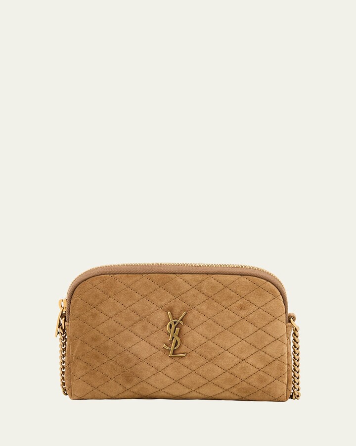 Saint Laurent Gaby Mini Crossbody Bag in Quilted Suede
