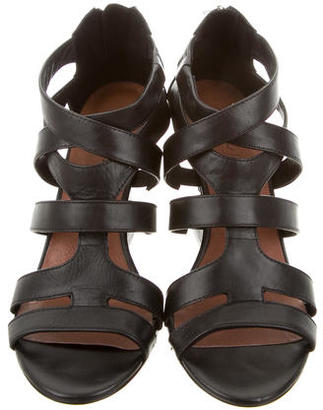 Elizabeth and James Leather Cage Wedges