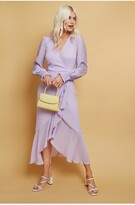 Thumbnail for your product : Little Mistress Albin Lilac Lace Insert Wrap Midaxi Dress