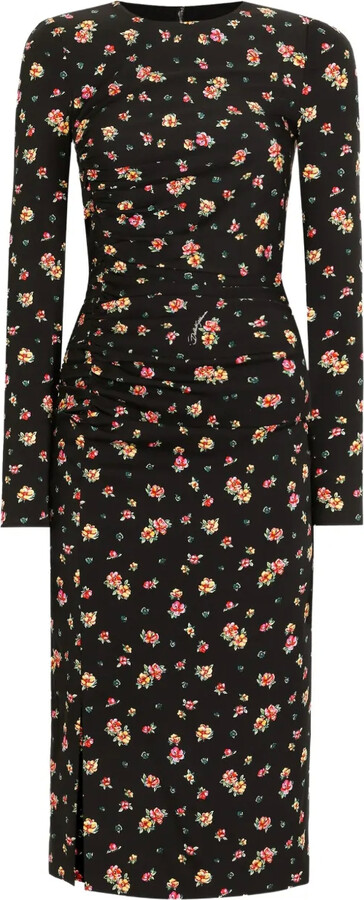 Dolce & Gabbana Floral Long-Sleeve Midi Dress