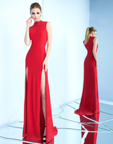Thumbnail for your product : Ieena for Mac Duggal - 25034I High Neck Dual Slit Sheath Gown