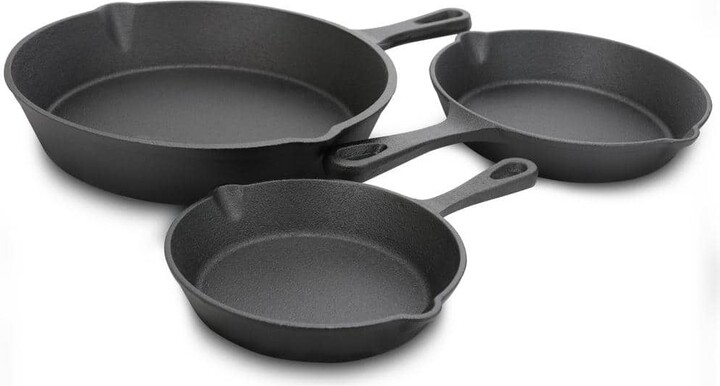 General Store Addlestone 3-Piece Cast Iron Skillet Set in Black