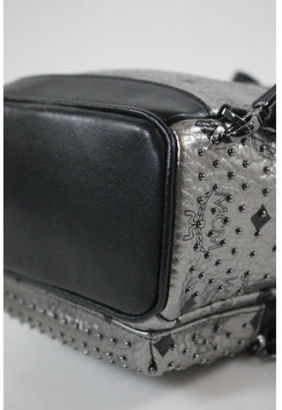 MCM Diamond Visetos Metallic Silver Studded Mini Backpack Handbag EVHB