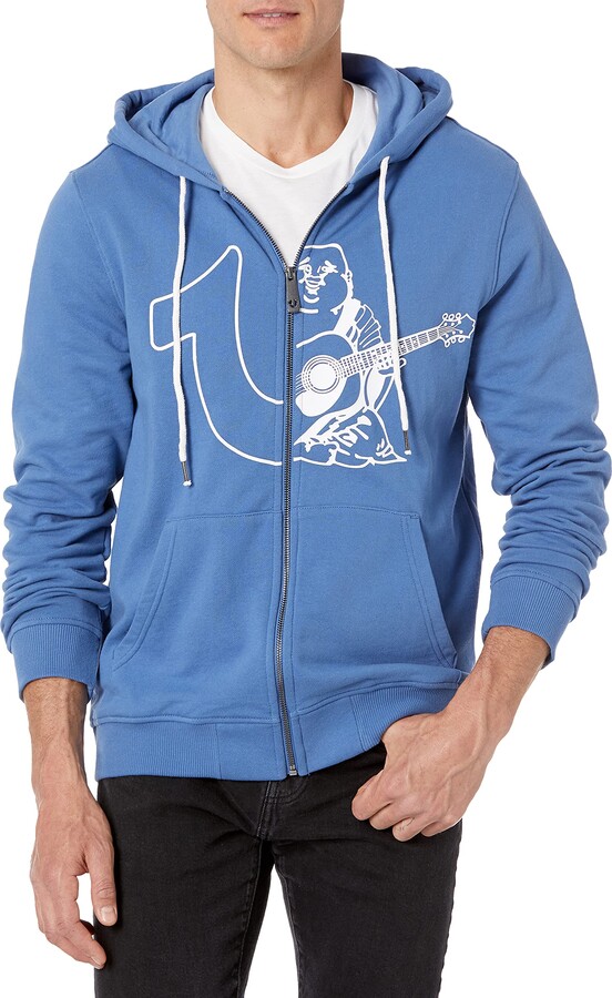 True Religion Edgy Logo Full Zip Hoodie Sweatshirt