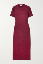 Thumbnail for your product : Fendi Cotton-blend Jacquard Midi Dress - Claret
