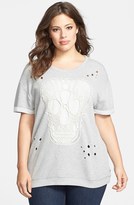 Thumbnail for your product : 7 For All Mankind Seven7 Crochet Skull Distressed Sweatshirt (Plus Size)