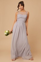Thumbnail for your product : Little Mistress Bridesmaid Grace Grey Embellished Neck Maxi Dress
