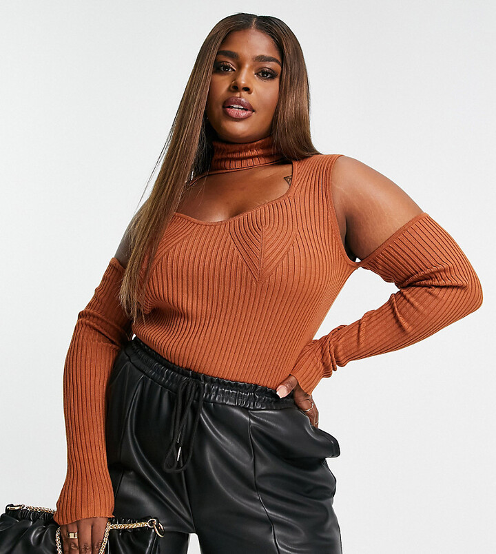 plus size red cold shoulder top