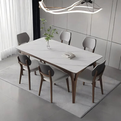 ComfySofa.s New artistic rock panel dining table and chair set