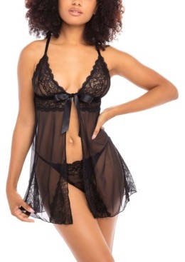 Oh la la Cheri Womens Triangle Cup Babydoll with Dramatic Lace Edge+g-String