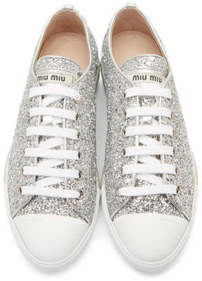 Miu Miu Silver Glitter Sneakers