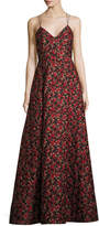 Thumbnail for your product : Alice + Olivia Marilla V-Neck Strappy Floral Jacquard Gown