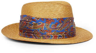Etro Silk-Trimmed Straw Trilby Hat