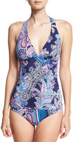 Thumbnail for your product : Tommy Bahama Paisley Leaves Halter Tankini Swim Top, Blue