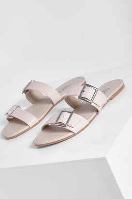boohoo Wide Fit Double Buckle Detail Sandals